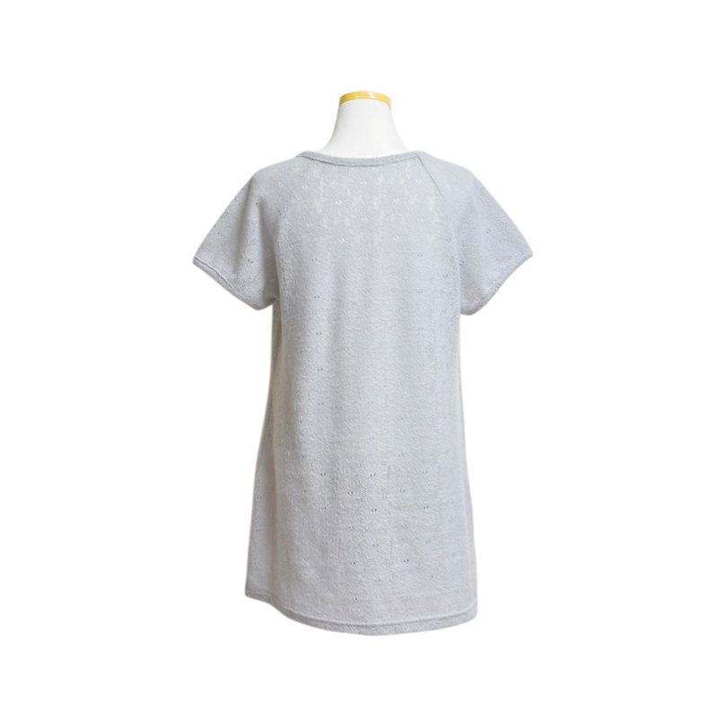 (2color) Flower Lacy Knit Long Short Sleeve Tee