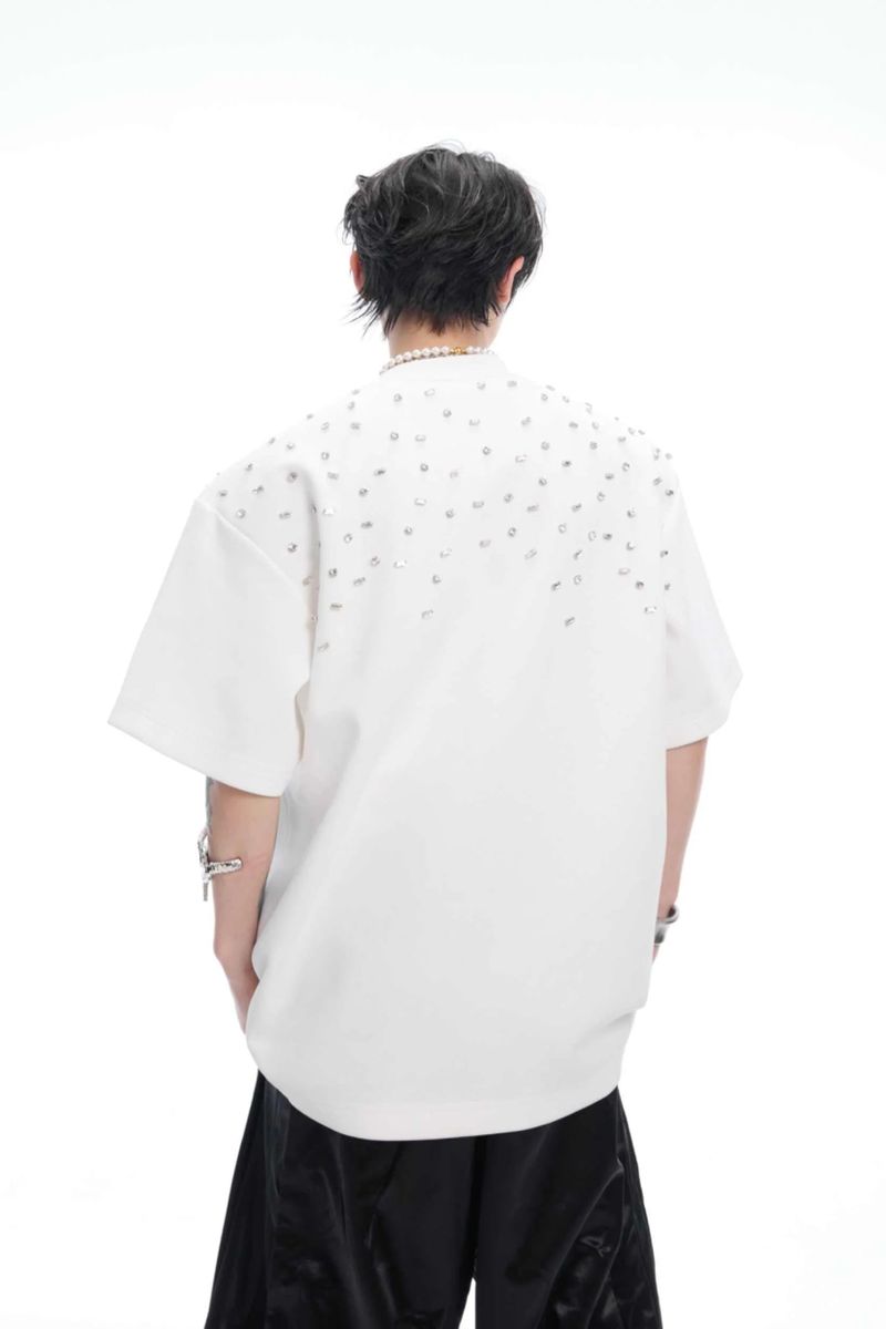 Argue Cultureの「Hand-Sewn Rhinestone Cotton Tee(Tops)」