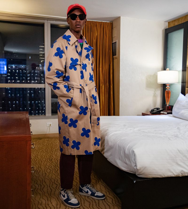 Flower pattern oversized coat