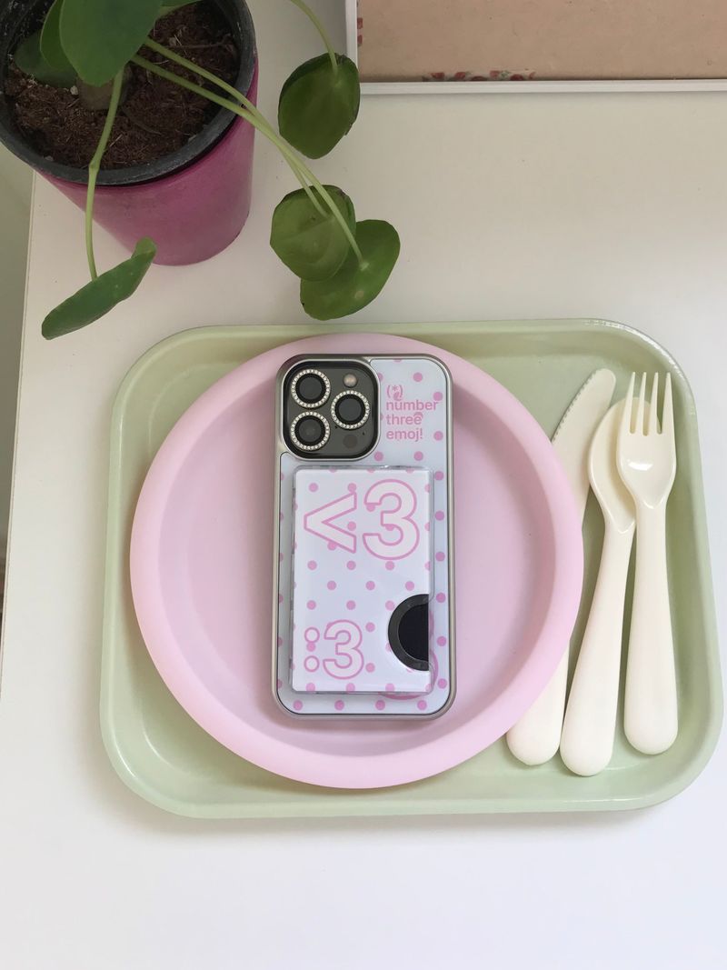 [MADE] Number 3 emoji case + card slot (Sky cotton)