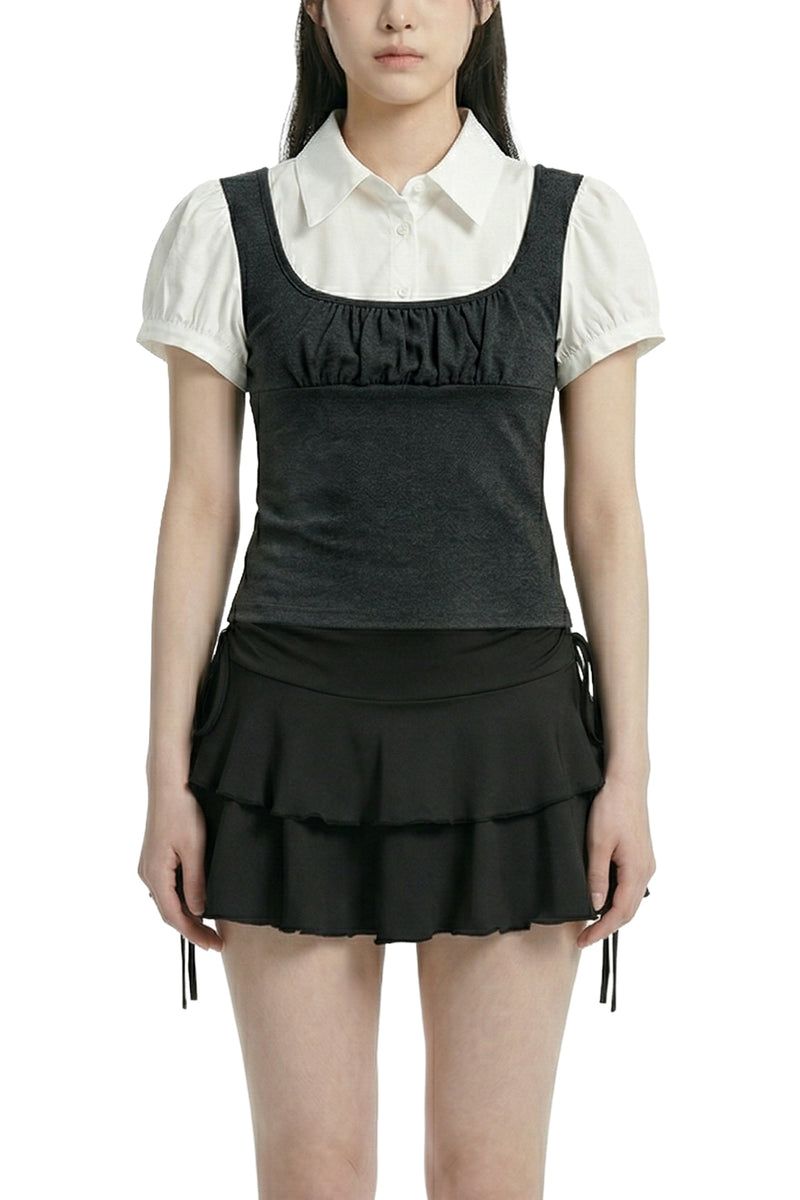 Riel Layered Bustier Shirt Top