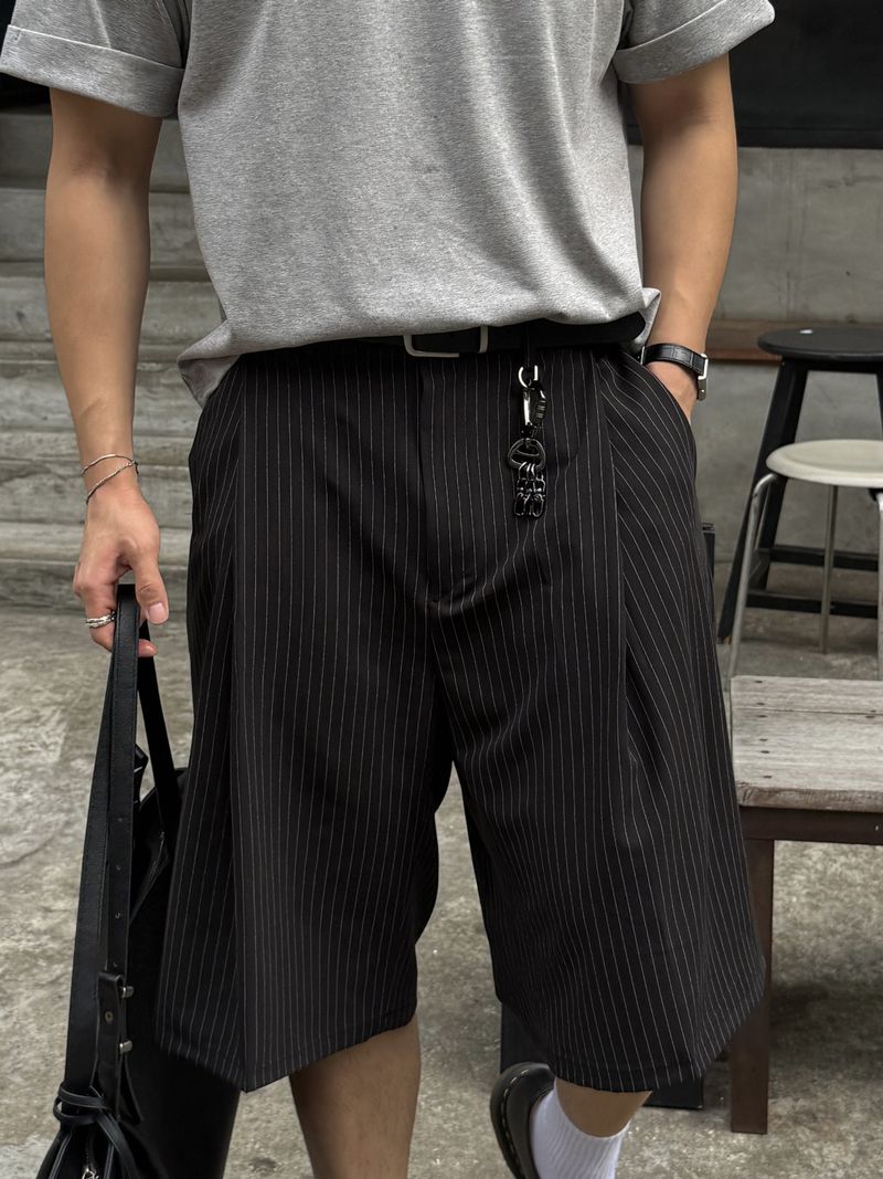 Laurent keyring stripe bermuda pants