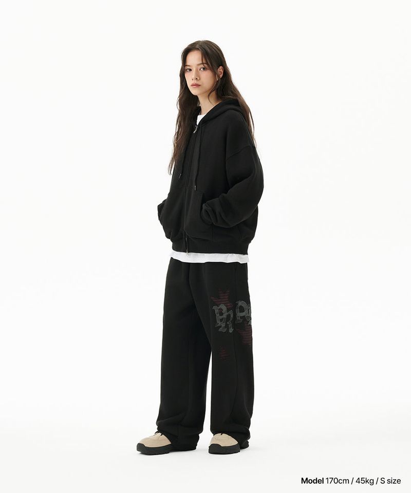 PRAY APPLIQUE ZIP UP HOODIE