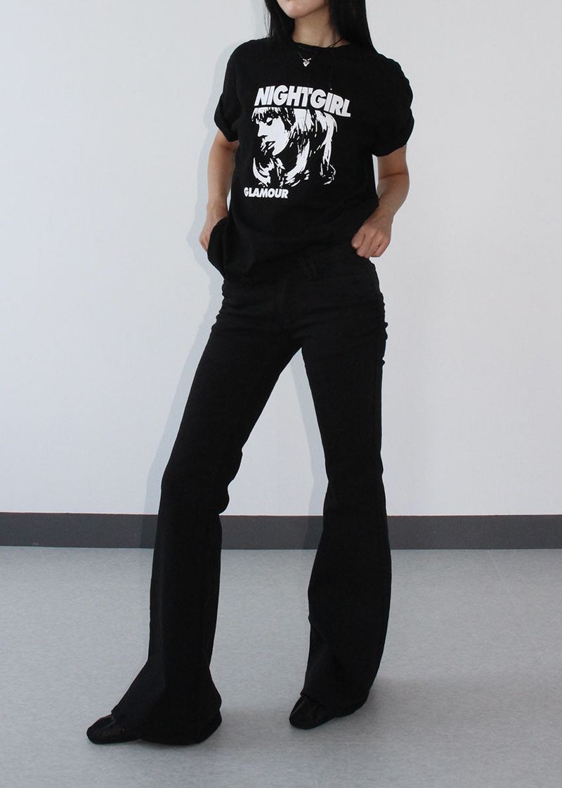 HIP SHIRRING BOOTS CUT PANTS