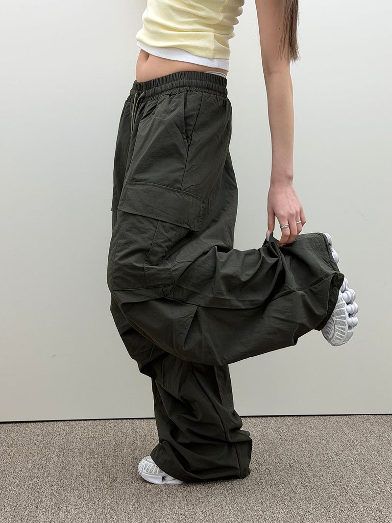 Daily nylon wide cargo pants(3color)