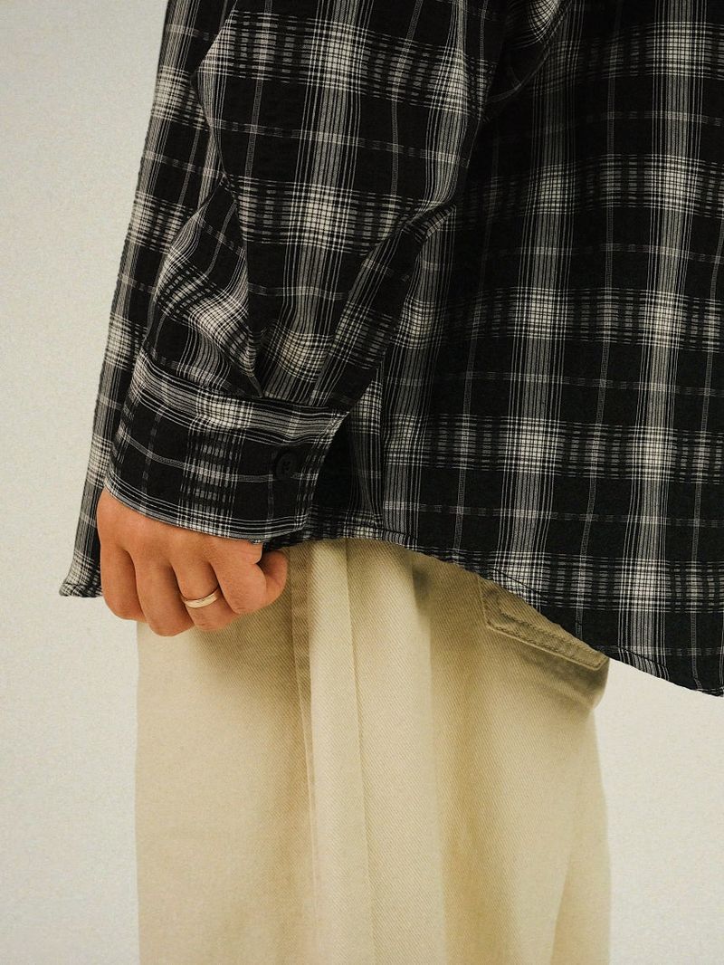 BU Hard Overfit Check Shirts Jacket