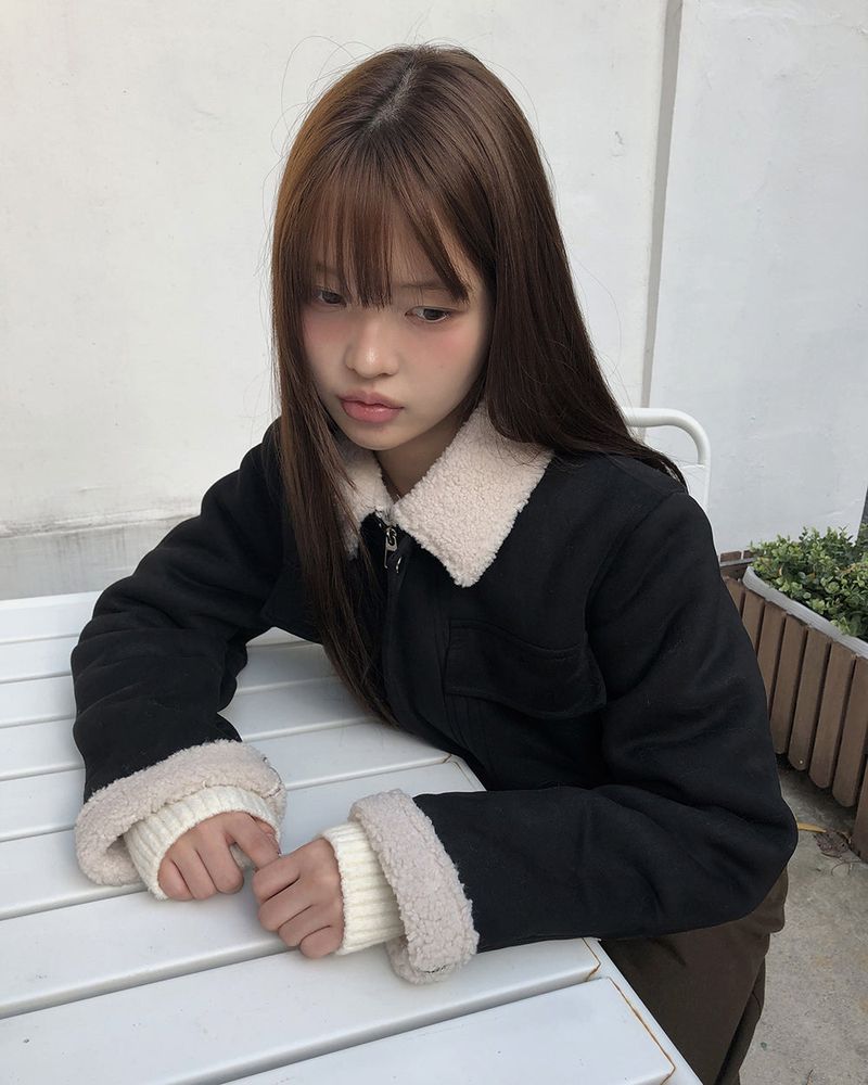 Reni Cropped Shearling Big Pocket Mustang Jacket