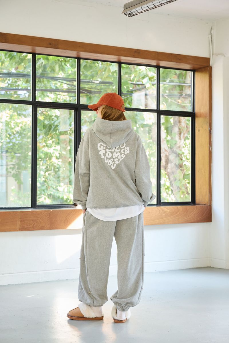 GOODLUCK HEART SNAP OFF SWEAT PANTS / MELANGE
