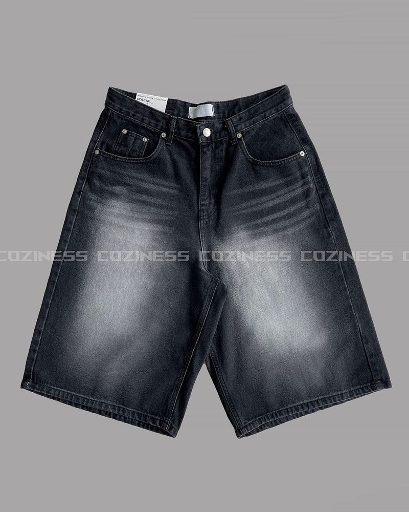 TR2458 Cat Black Bermuda Denim Pants (S ~ L)