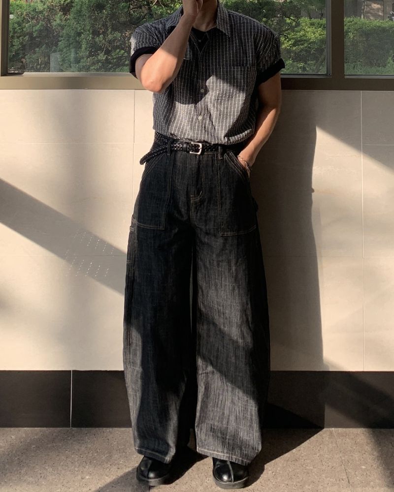 Placa Linen Raw Curved Denim Pants