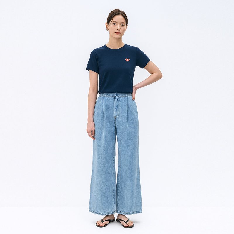 ハートバイカーパッチTシャツ ネイビー