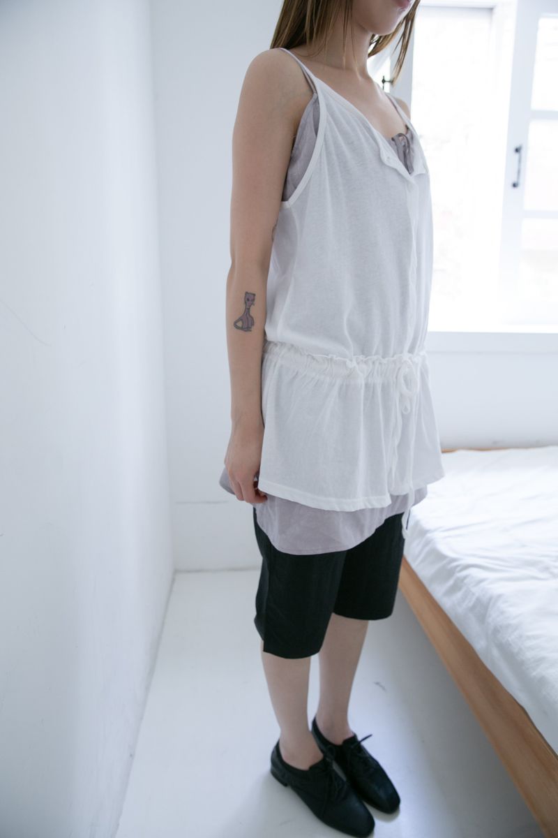 frill strap button sleeveless top(3colors)