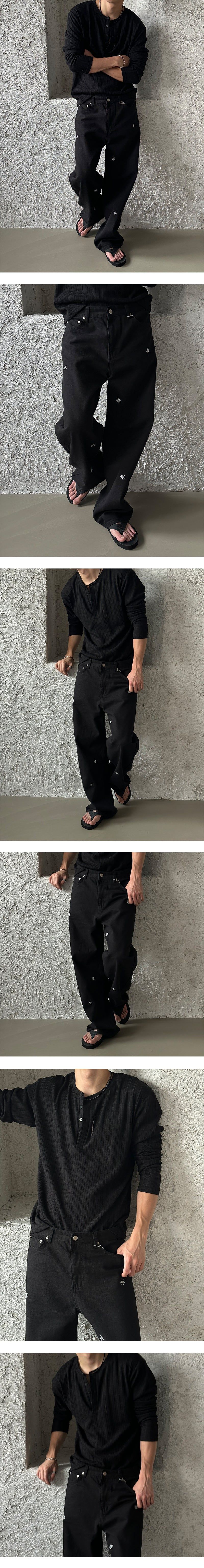 Minimal patch semi wide pants (3color)