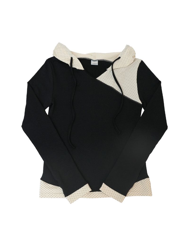 dot wrap layered hoodie / black