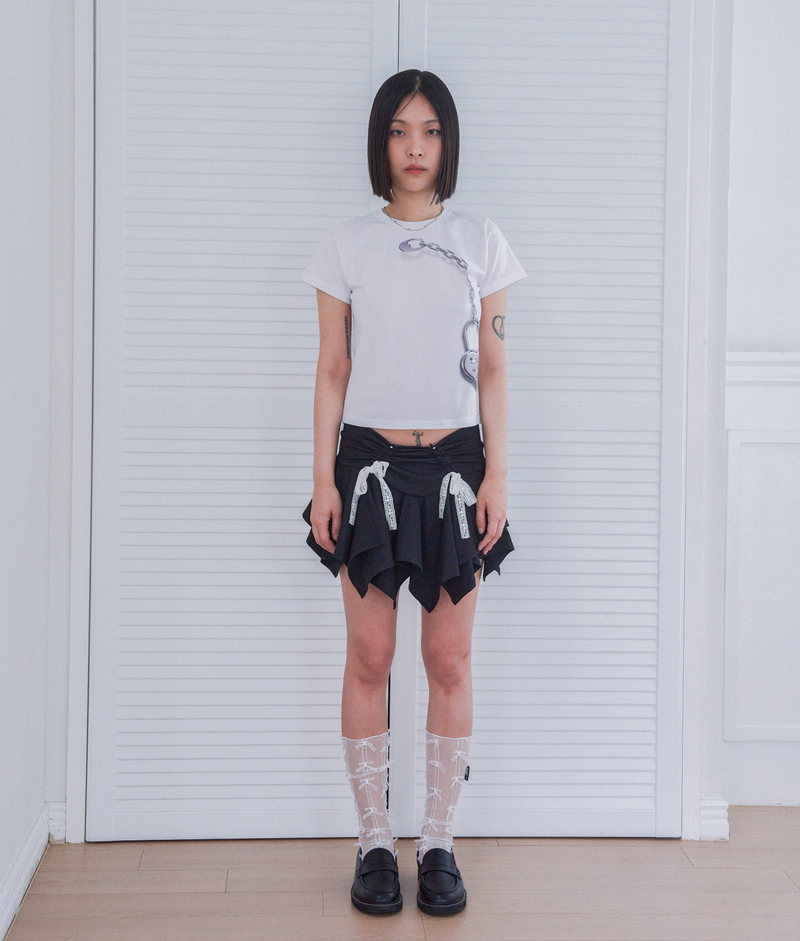 micro lace skirt&pants_black