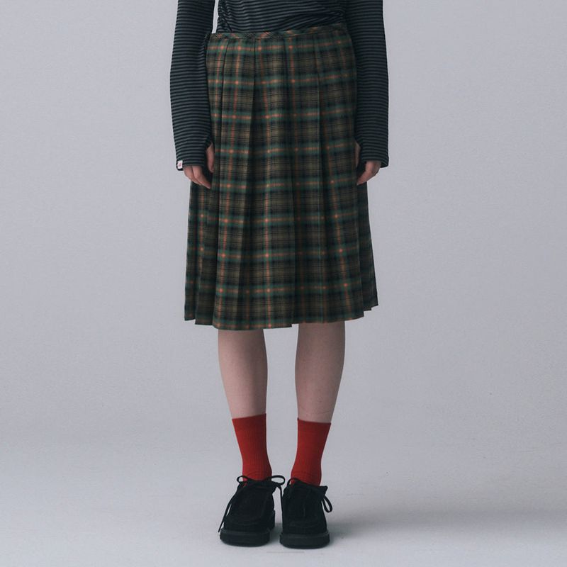 FUN FROM FUN(ファンフロムファン)の「CHECK PLEATS SKIRT, KHAKI(Skirts)」