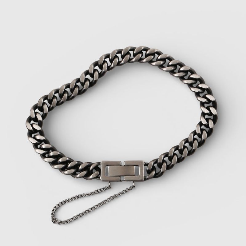SVB-1023 Black & Silver Wide Chain Bracelet