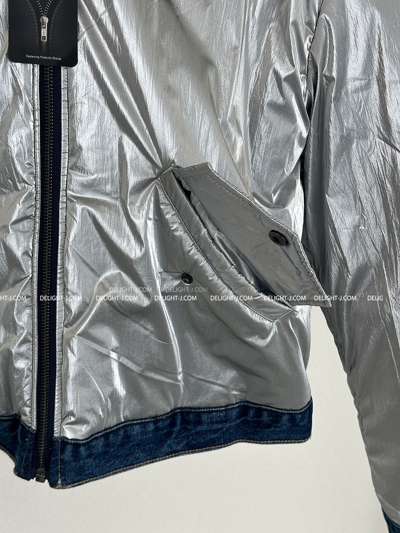 Double-sided reversible denim padded coat