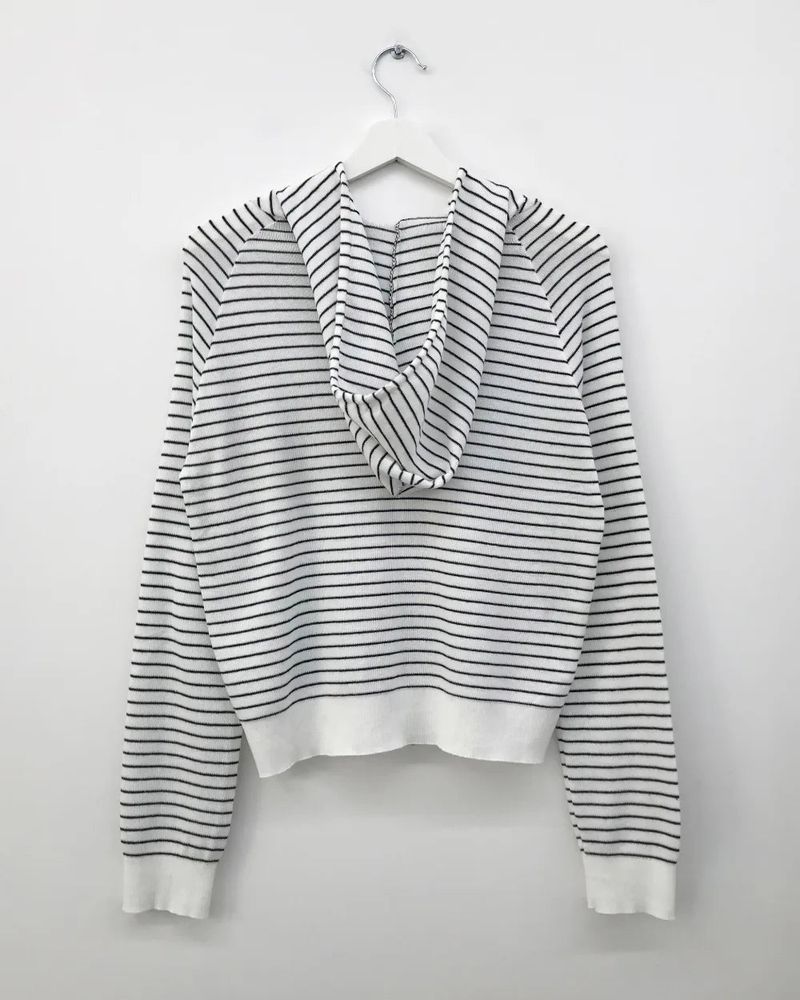 Bobby Striped Knit Zip-Up Hoodie (7color)