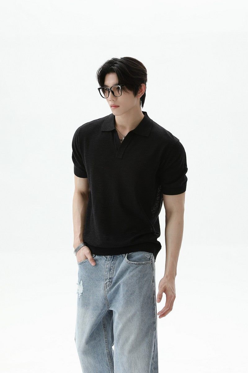 Textured V-Neck Lightweight Tee