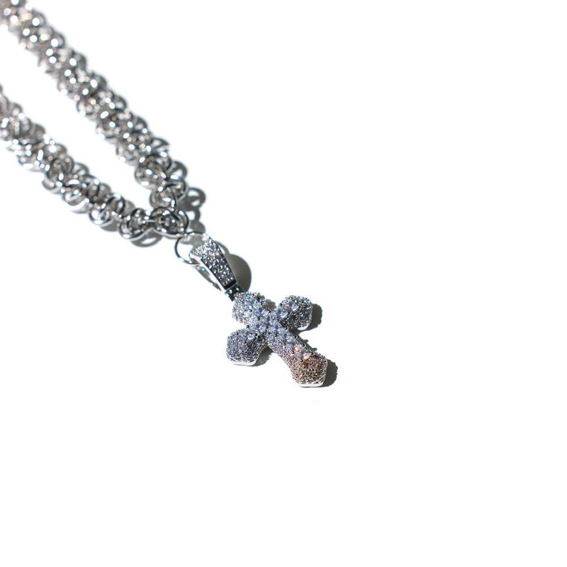 ZiRCONiUM CROSS BYZANTiNE CHAiN NECKLACE #110
