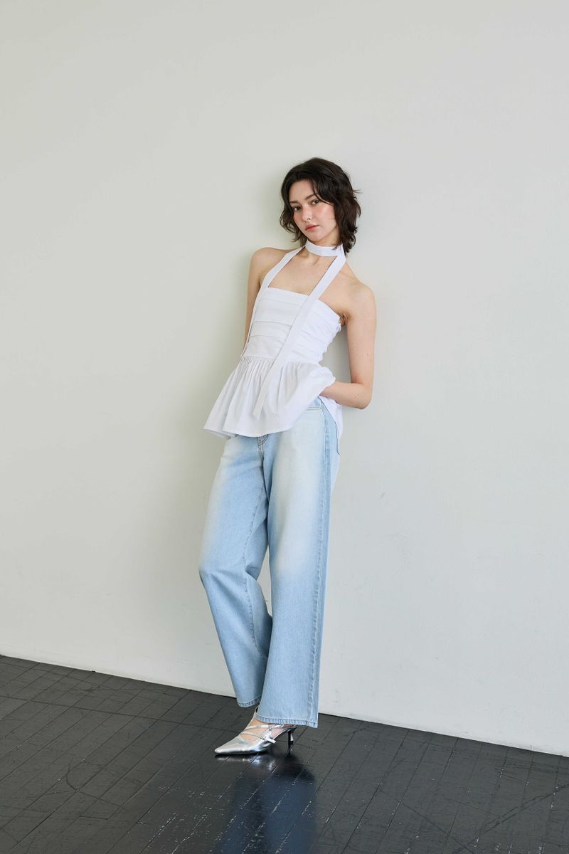 AZURE WIDE DENIM PANTS / SKY BLUE