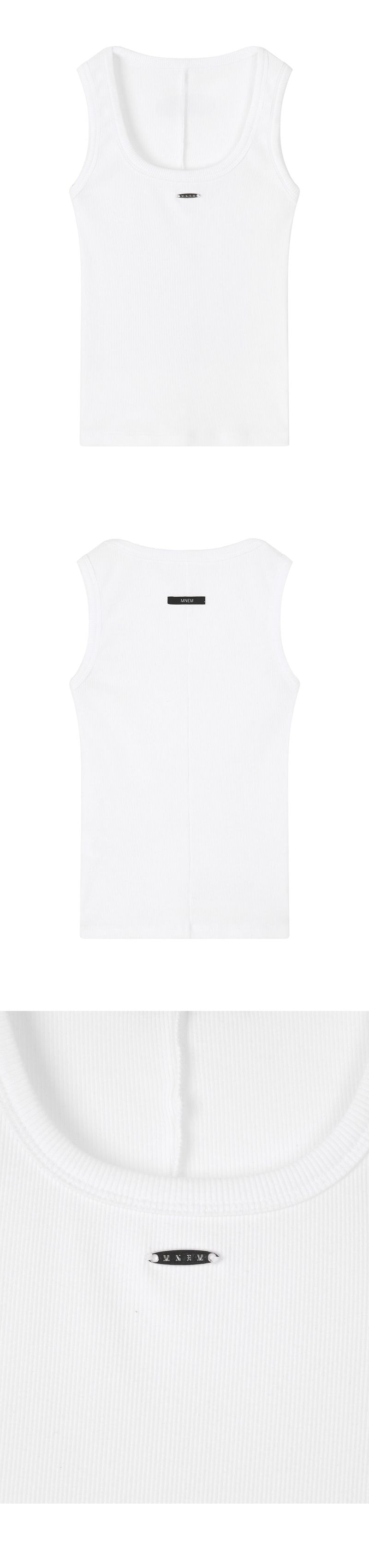 [mnem] Metal Logo Rib Tank (white)