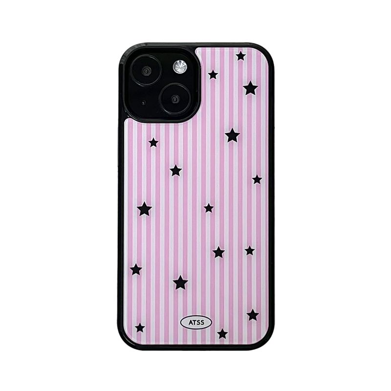 allthesamestudio(オールザセイムスタジオ)の「stripe star glossy glass bumper case (pink)(Smartphone Accessories)」