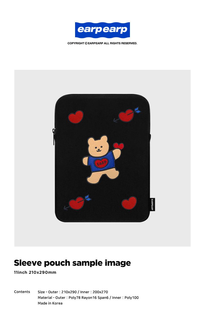 BEAR HEART-BLACK(IPAD POUCH)