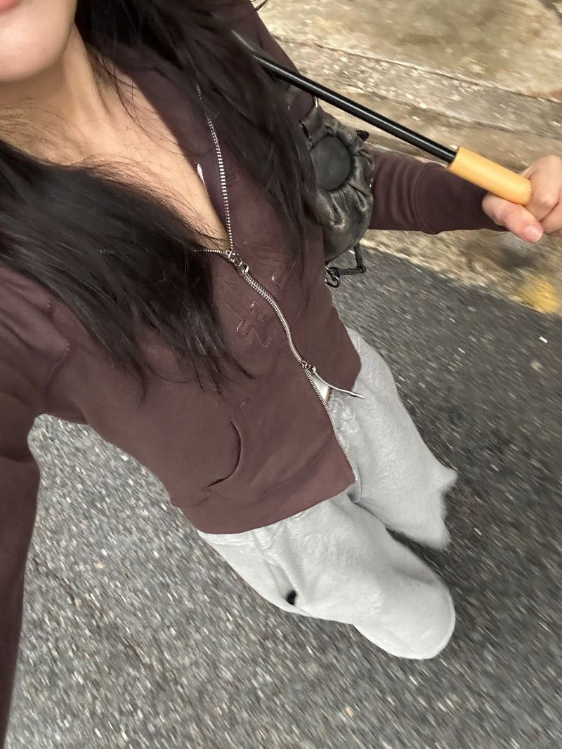 Negative small fit hood zip up 