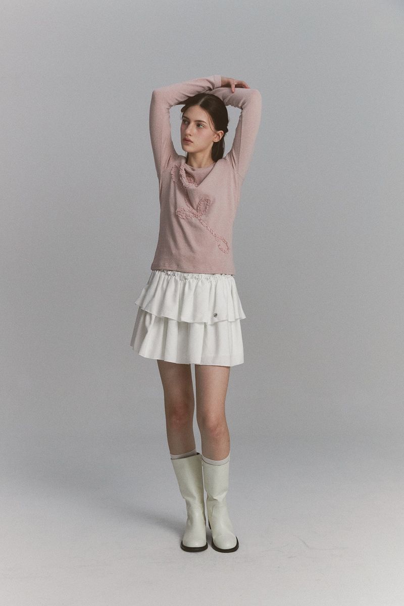 Lace Rose Long Sleeve Pink