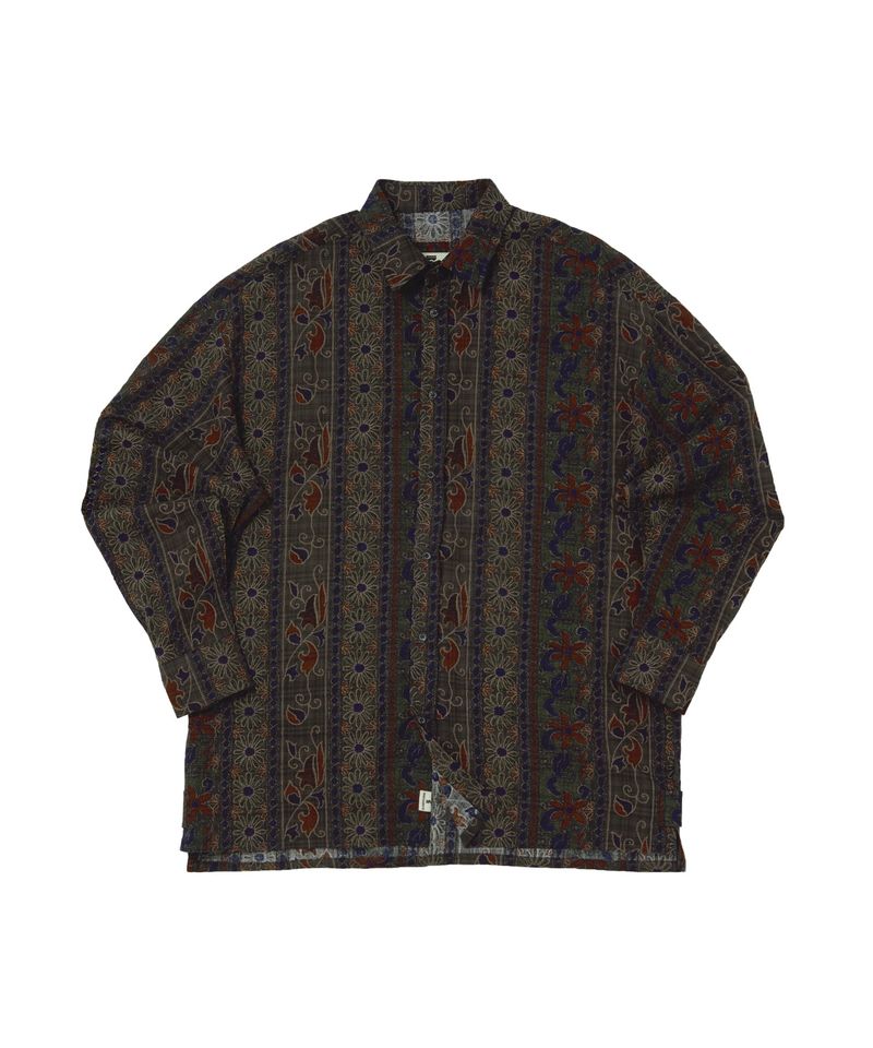 WOOD-CUT DROP-SHOULDER SHIRT (Khaki)