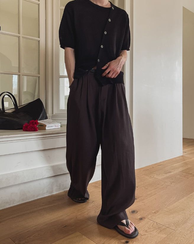 Royden Drape Two-Tuck Wide Slacks