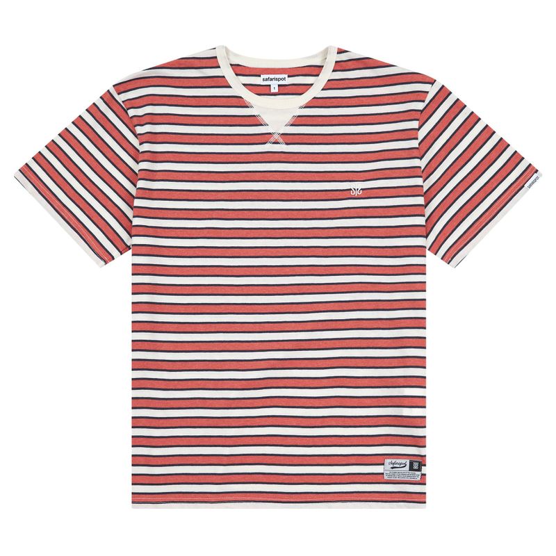  ROUX BASE SCHOOL EAT THE PIZZA STRIPE TEE (IVORY/BURGANDY)