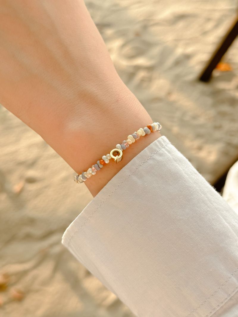 Summer Orange Beads Initials Bracelet