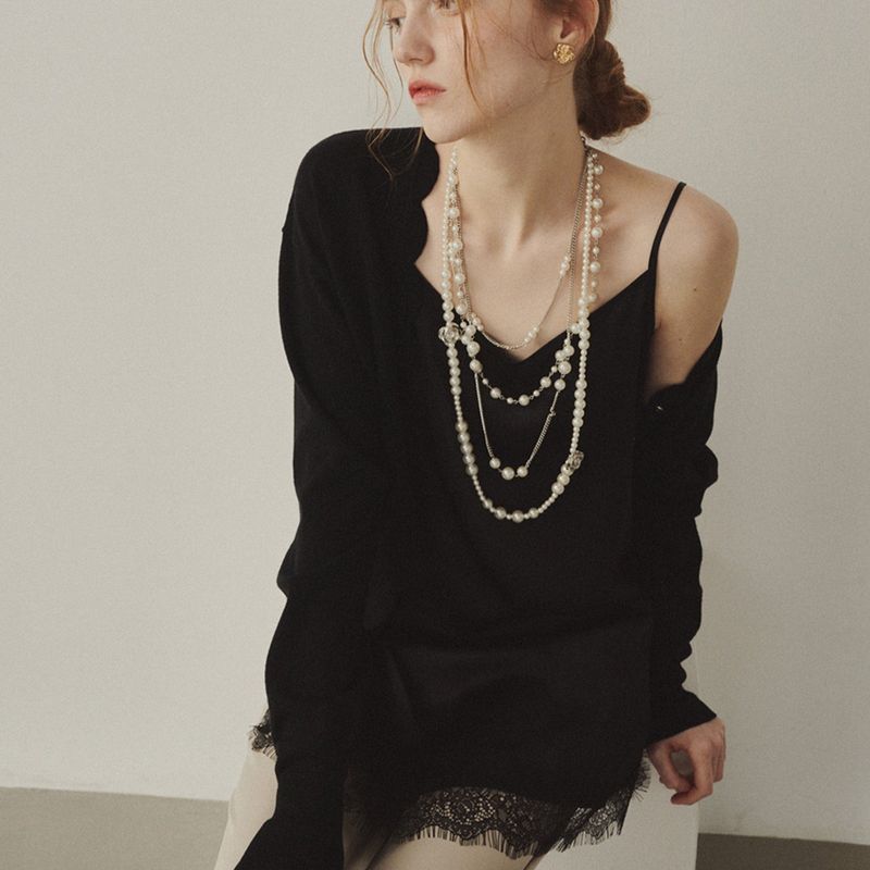 Rose Layered Pearl Necklace