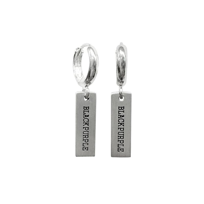 [Silver925] BlackPurple Minimal Tag Earrings