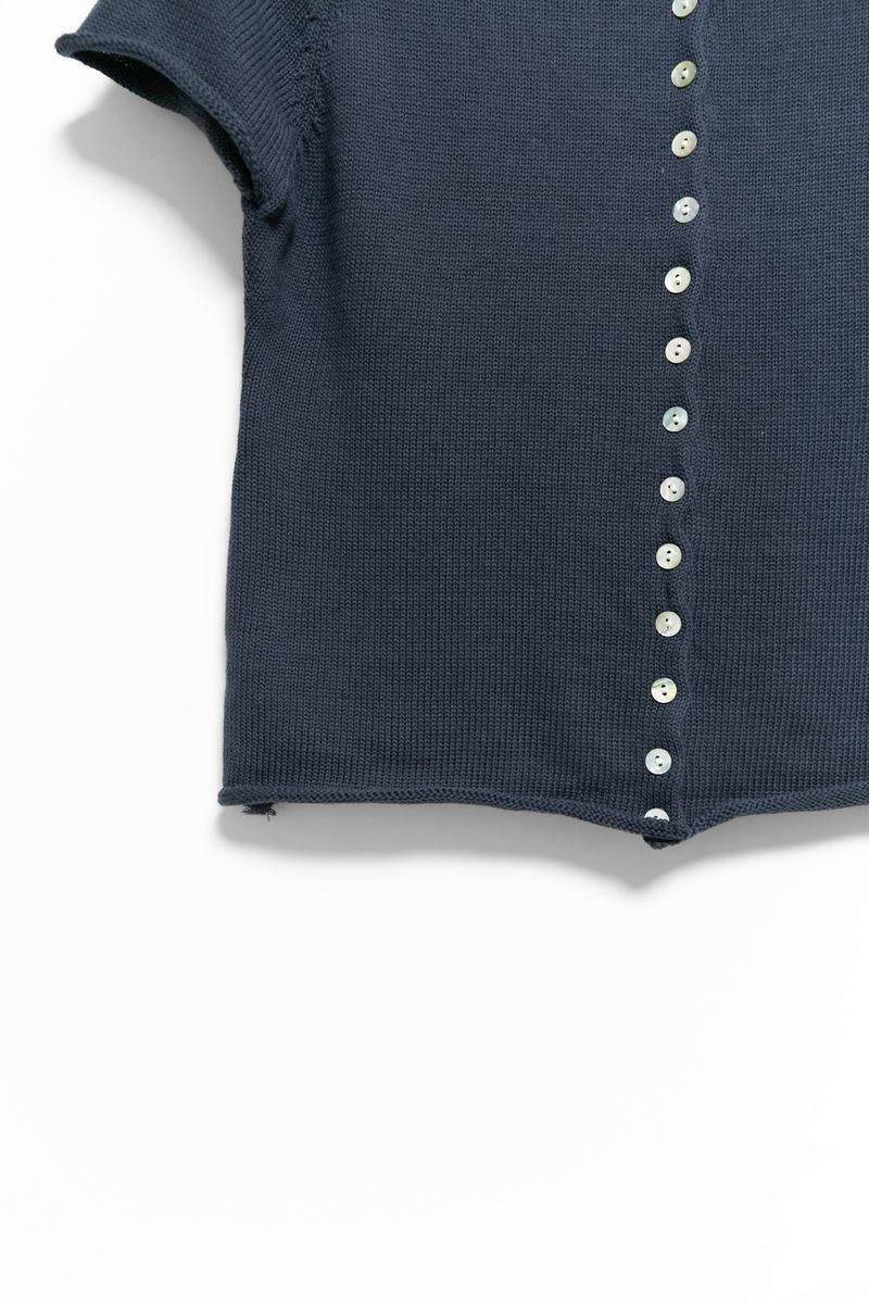 shell button short sleeve knit cardigan(3colors)