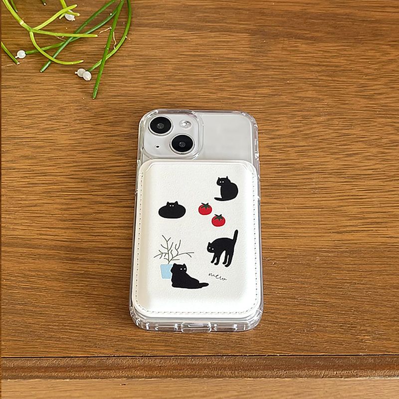 allthesamestudio(オールザセイムスタジオ)の「magsafe case mew cat white leather card wallet set(Smartphone Accessories)」