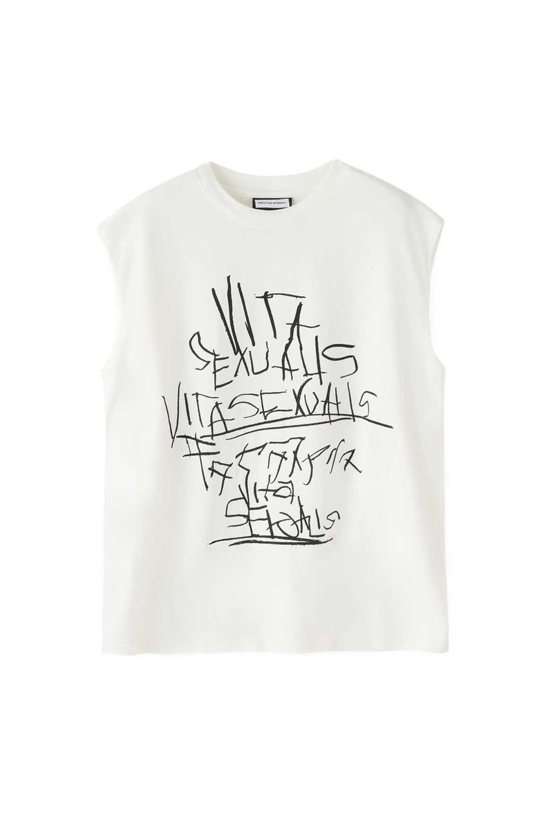 PRESTIGE APPAREL（プレステージアパレル）の「NO SLEEVE PRINT TEE（Tops）」