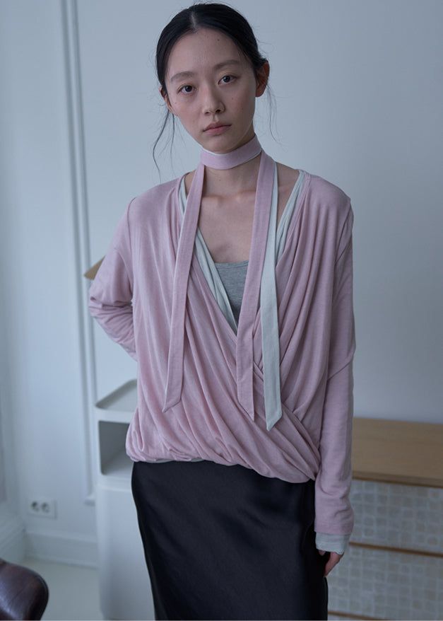 TERNE（テルン）の「ロータス ドレープ スカーフ トップ(Bluish Pink)（トップス）」