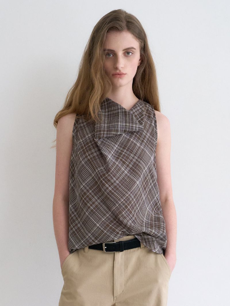 Not your rose（ノットユアローズ）の「Celine cowl blouse (Check)（Tops）」