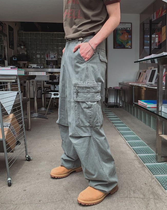 Radic Washed Zipper Cargo Wide Pants
