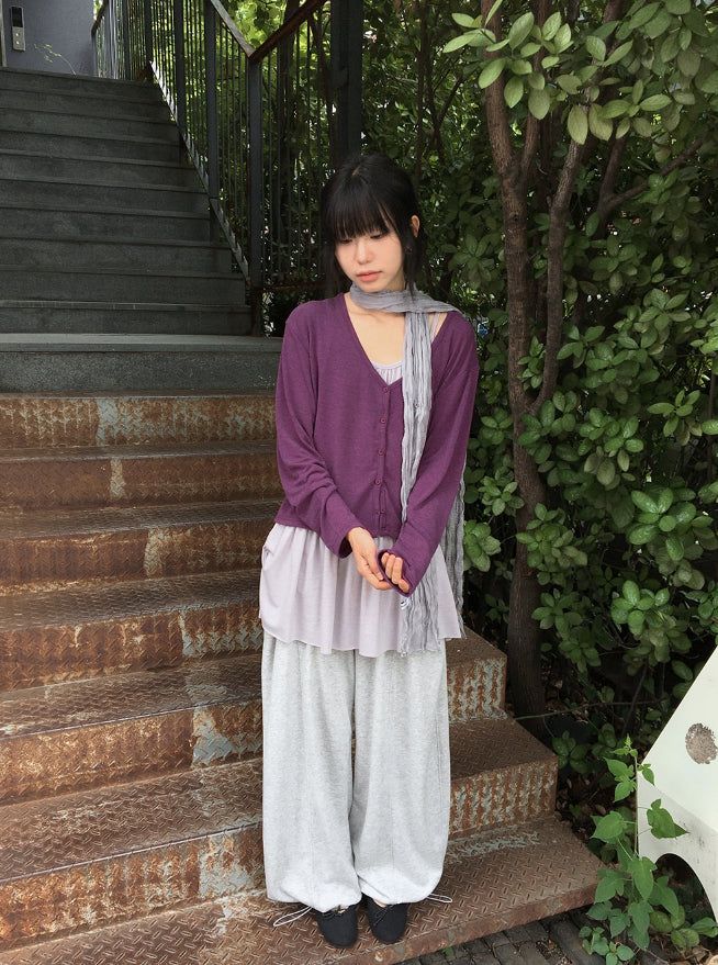 Genoc V-Neck Slim Fit Color Cardigan