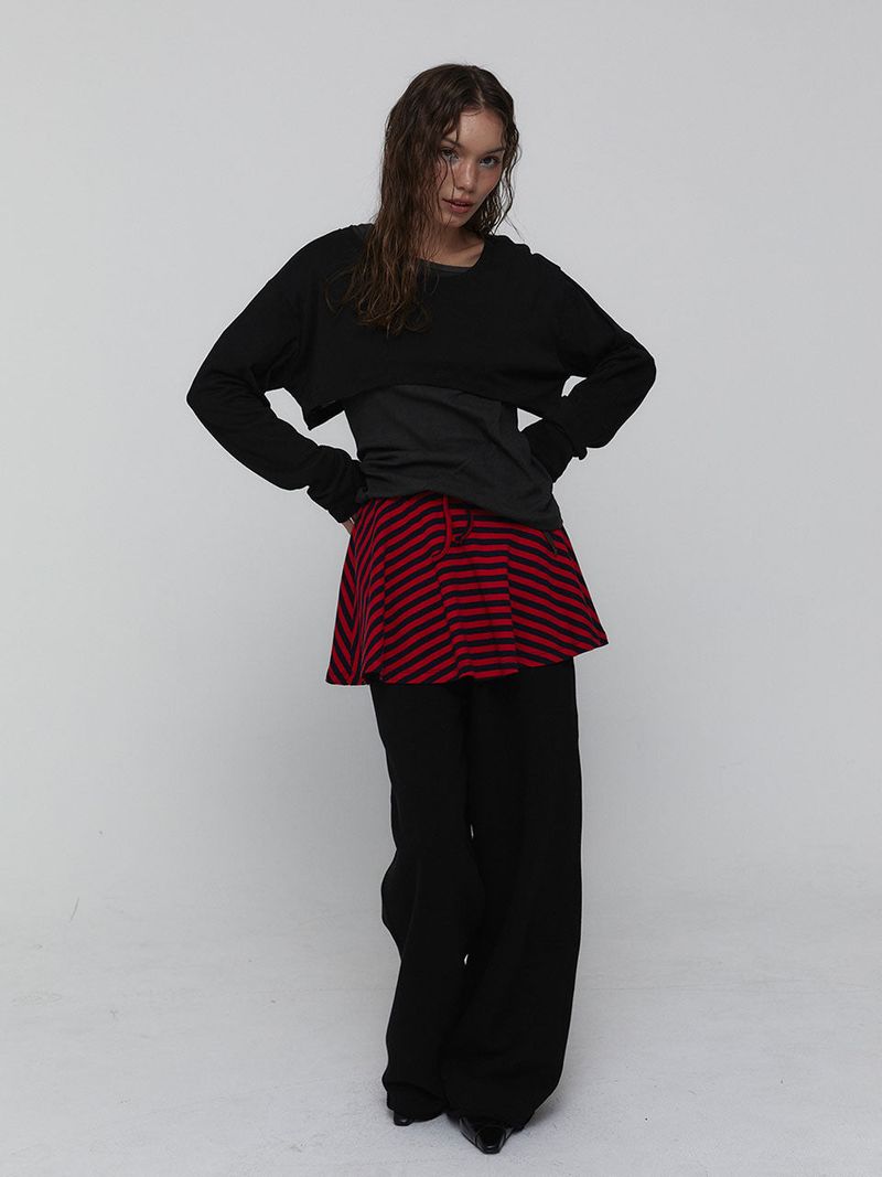 Striped Mini Skirt_Red
