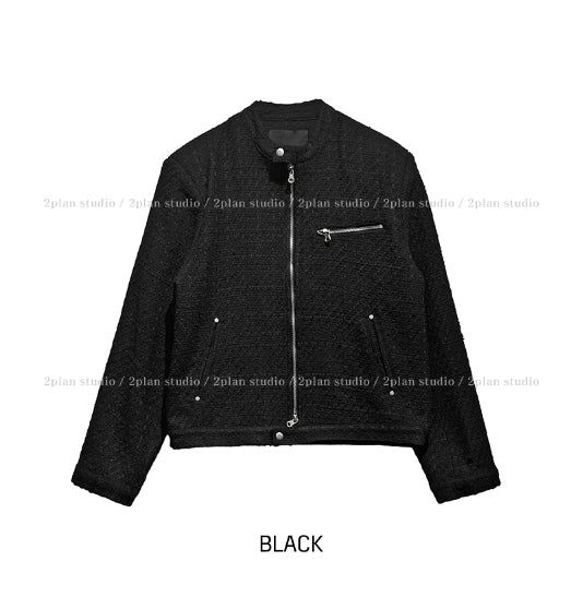 Heather Tweed Biker Crop Jacket