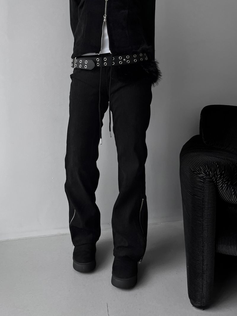 ribbed zip bootcut banding pants