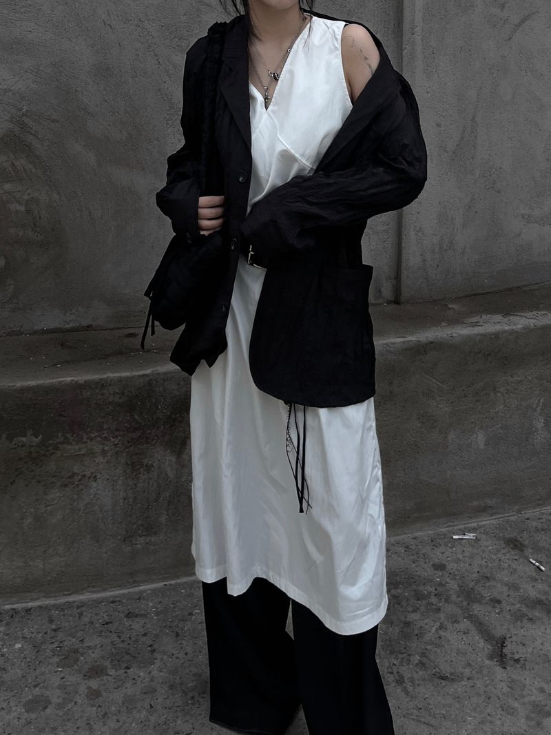 [unisex] ringkle pleated jacket