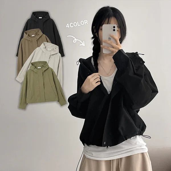 hijjoo（ハイチュー）の「Crop hood field jacket, fall and spring outerwear (4 colors)（Jackets/Outerwear）」