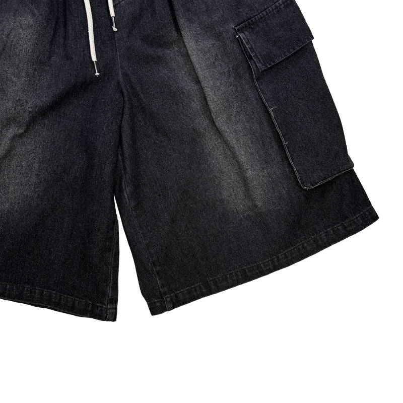 track denim cargo shorts